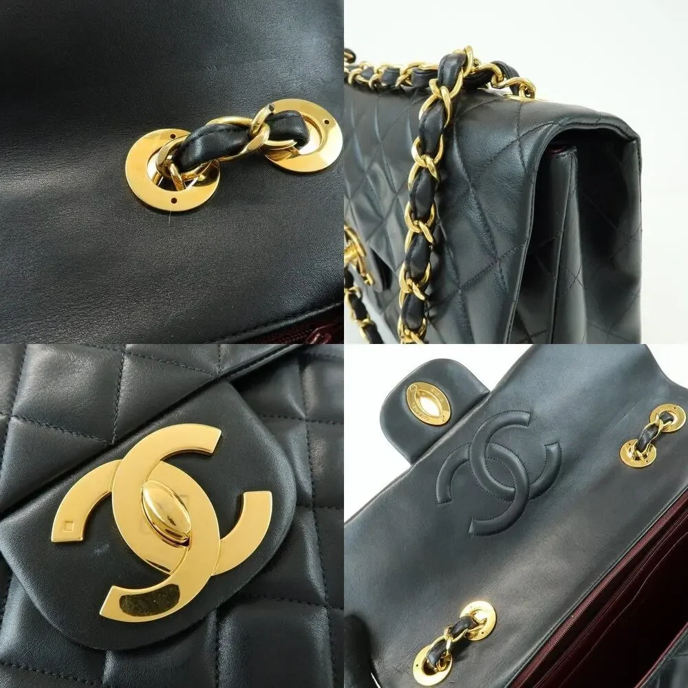 Chanel Jumbo Matelasse 34 Lambskin Leather Flap Bag Black